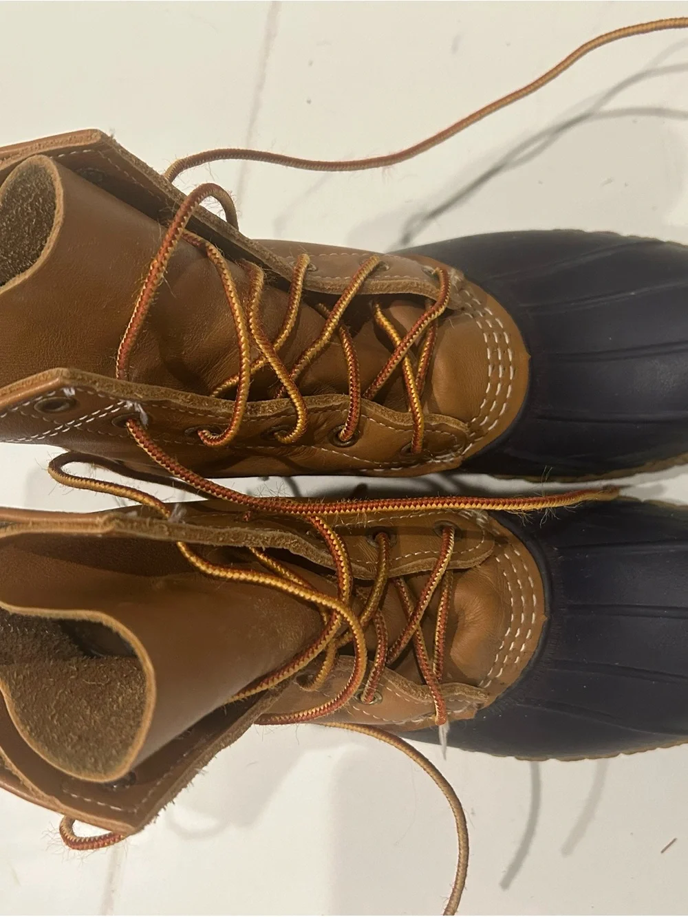 L.L. Bean Brown Leather and Black Rubber Duck Boots